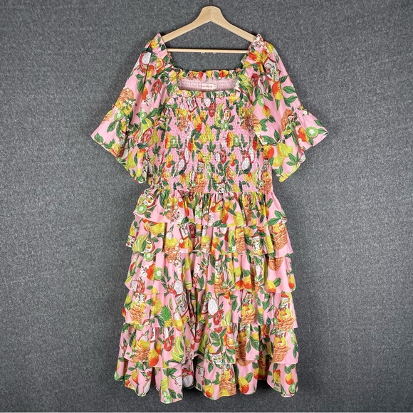 Ivy City Co Harmony Dress Women’s 1X Tropical Paradise Ruffle Tiered Colorful - Picture 3 of 14